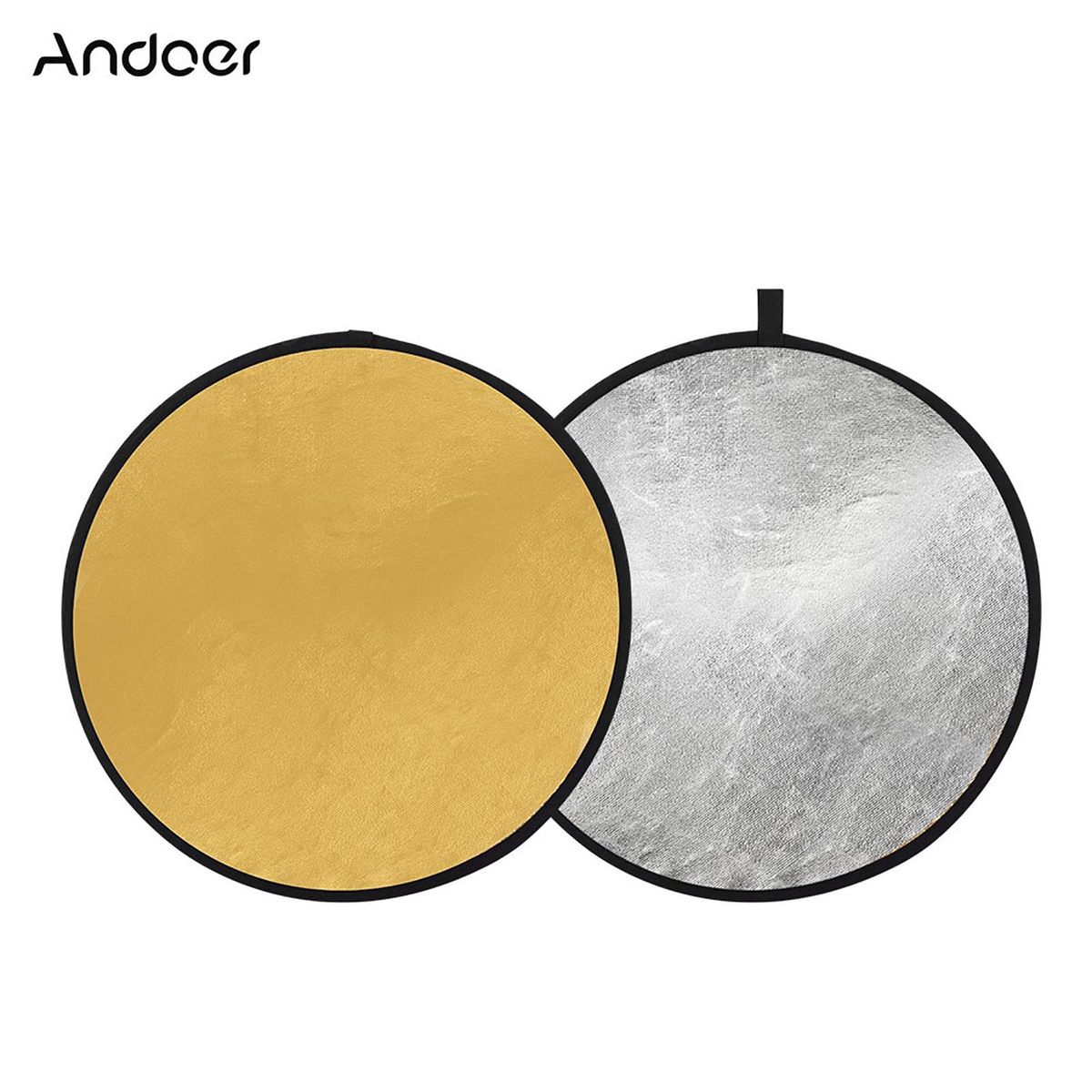 Andoer 24" 60cm Portable Collapsible Disc Light Reflector Photography Reflector Gold and Silver 2-in-1 for Portrait Photography Live Streaming
