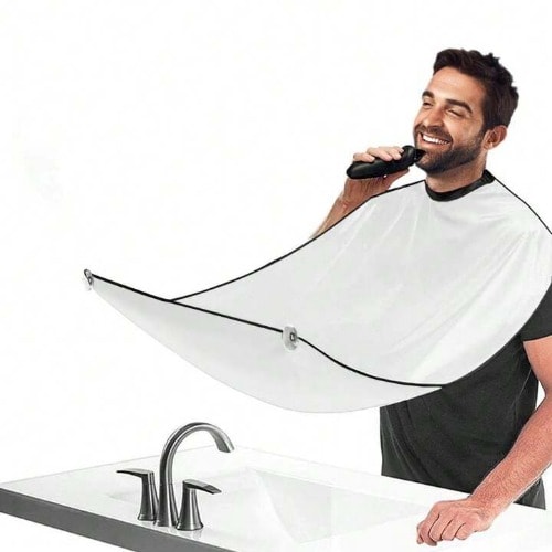 Beard Bib For Shaving With 2 Suction Cups, Non-stick And Waterproof (white)