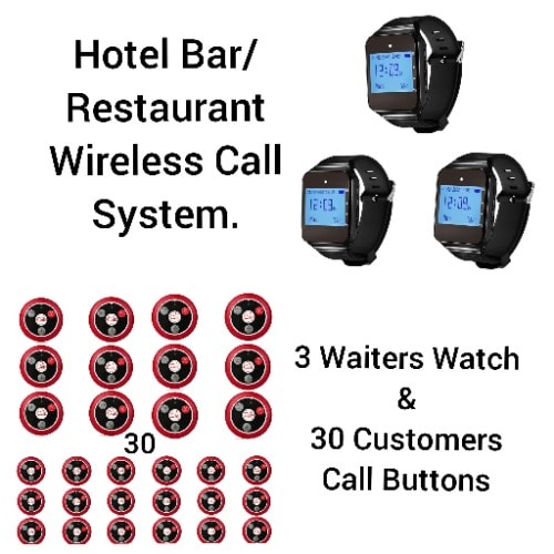 Hotel Restaurant/bar Waiters/customers Service Wireless Call System 30 Buttons/3watch Pack