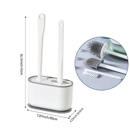 Silicone Toilet Brush - 3 In 1 Cleaner Brush For Bathroom- White