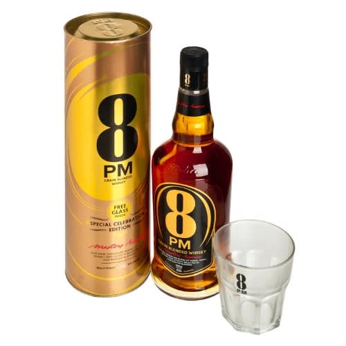 Radico 8pm Grain Blended Whisky With Glasscup - 750ml X 2pcs