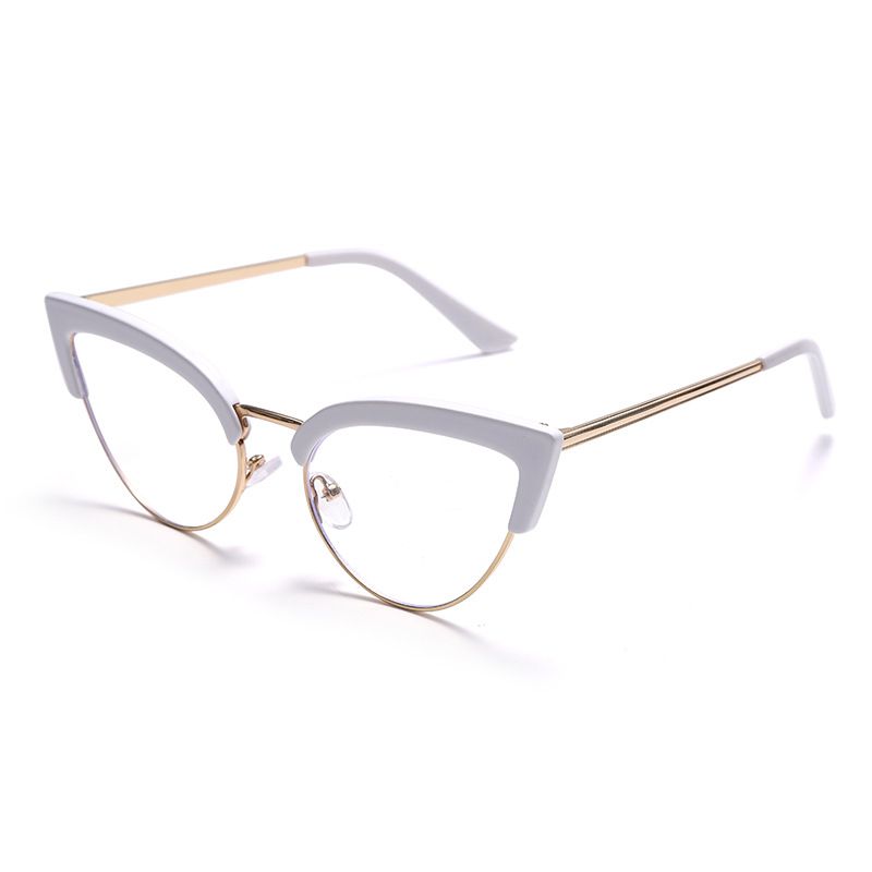 ()New Fashion Half Frame Cat Eye Anti Blue Lignt For Women Glasses Retro Reding