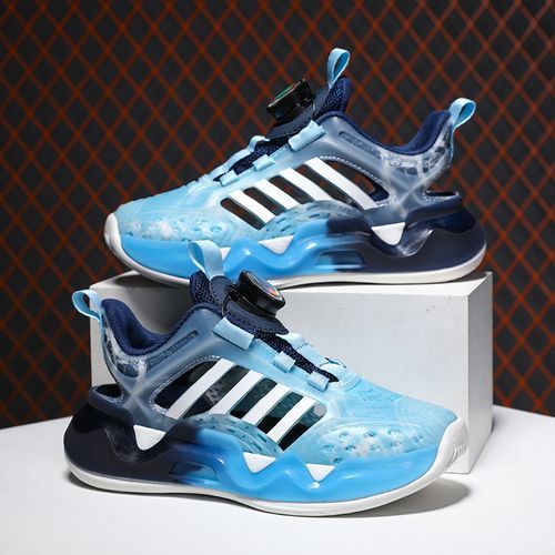 Noctilucent Girls' Light Shoes Rotating Buckle Kid's Sports Shoes Blue