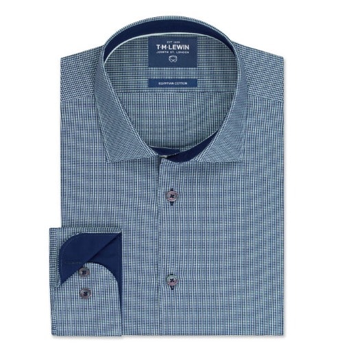 3d Texture Casual Button Cuff Shirt -  Blue And Grey