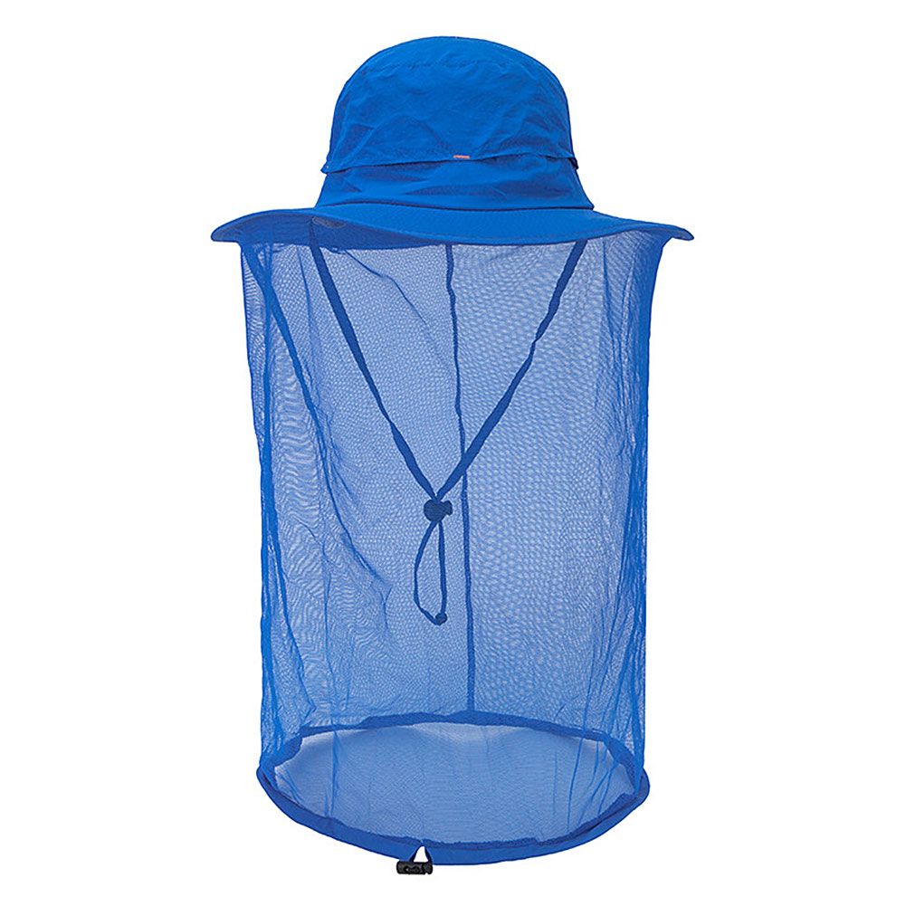 Uni Mosquito Insect Bee Bug Net Mesh Head Face Protector Fishing Hunting Hat Blue