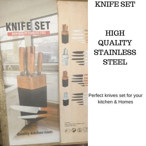 Highly Quality 5-in-1 Set Of Knife + Knife Wooden Block