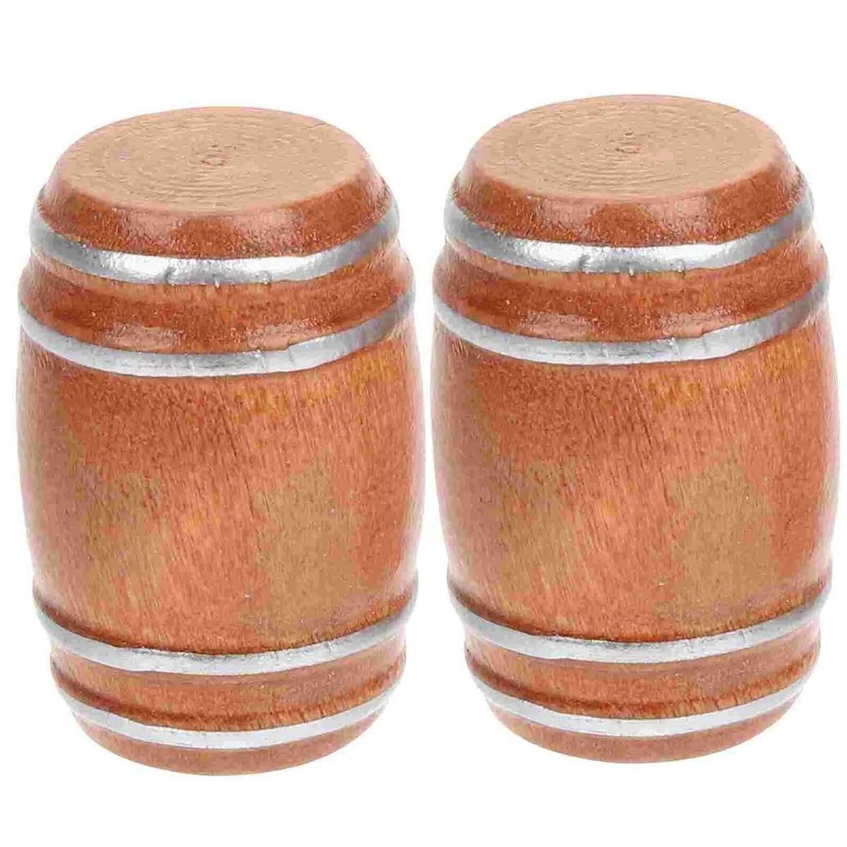 2 Pcs Mini Accessories Beer Barrel Tiny House Ornament Miniature Figurines Pocket Barrels Models Adornment Wooden Child