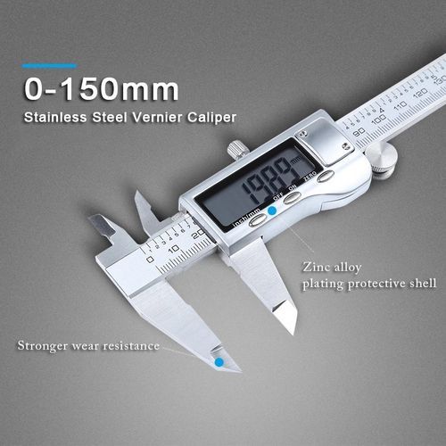 0-150mm Vernier Caliper Stainless Steel/Plastic LCD Digital Caliper 6 Inch Instrument Depth Gauges