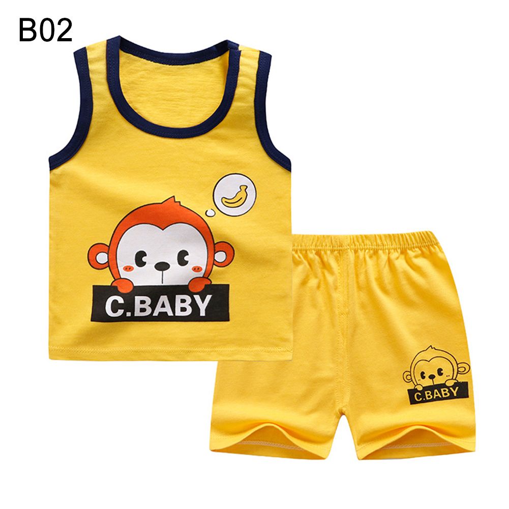 Cartoon Bear Monkey Kids Breathable Cotton O Neck-B02