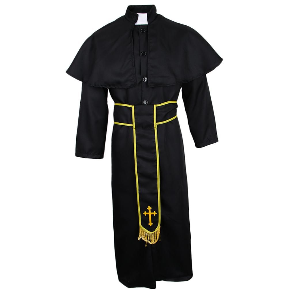 Mens Robe Cape Cowl Middle Ages Clothing Cowl Priest Costume For M