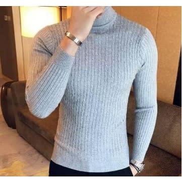 Unisex Cooperate/Casual Turtle Neck Top - Gray