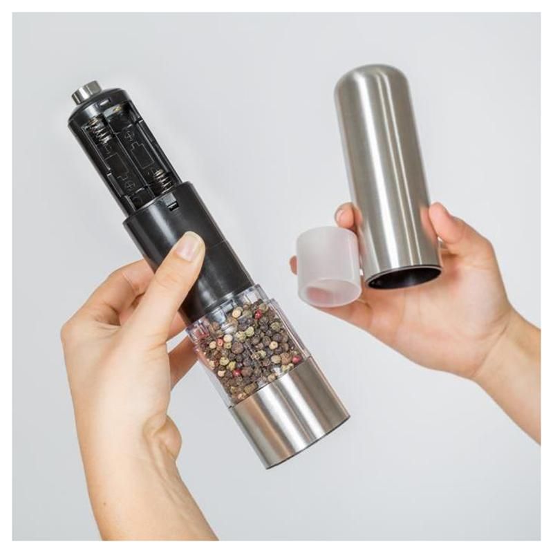 Press style round pepper grinder Electric Mill in Stainless
