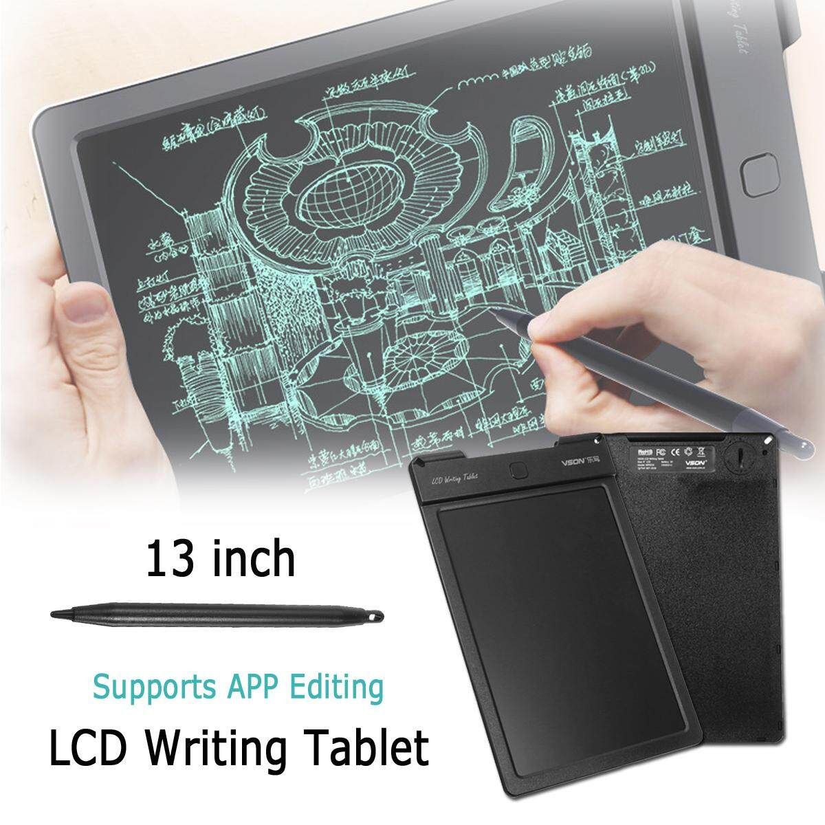 13inch Portable LCD Writing Tablet Rewritable Pad Artwork Draft APP Paint Edit