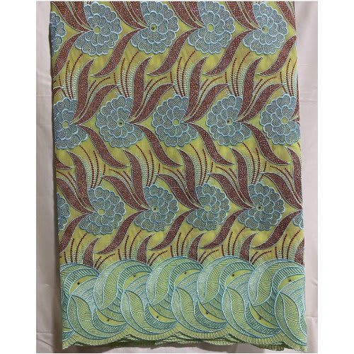 Multicolour Embroidery With Stone 5 Yard Lace Fabric