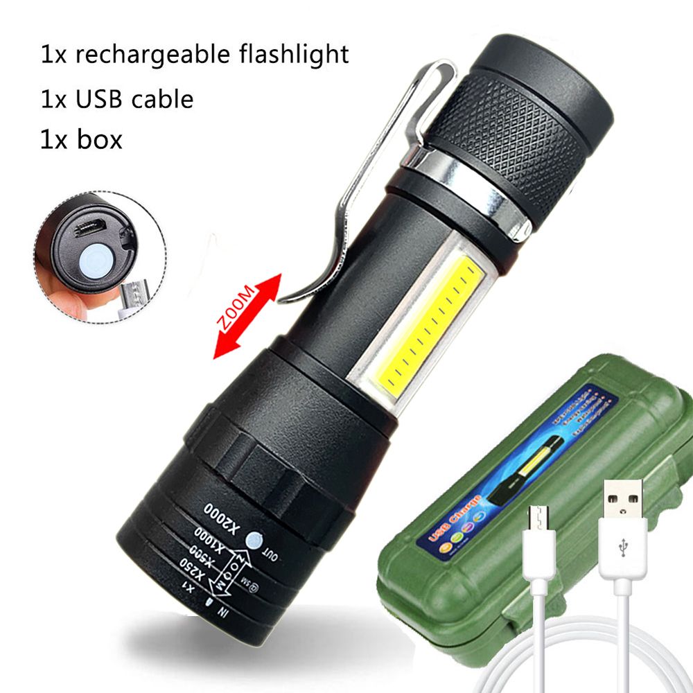 Mini Portable Rechargeable Zoom LED Flashlight