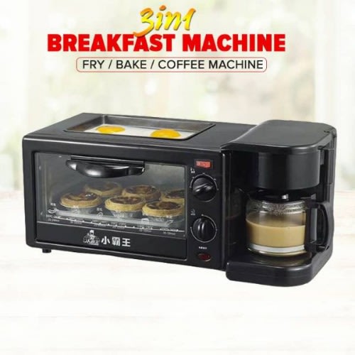 3-in-1 Breakfast Making Machine Oven Multifunctional For Frying, Baking & Coffee Maker