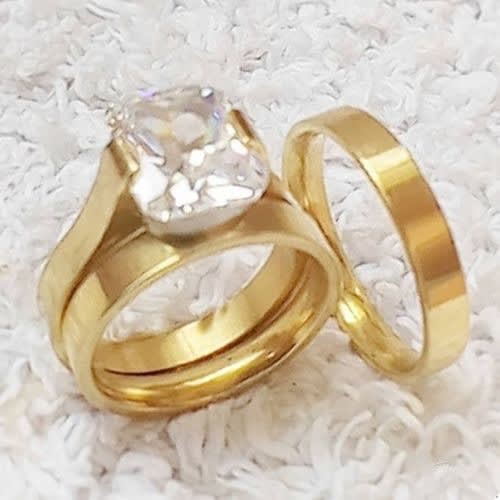 Gold Plated Wedding Ring Set