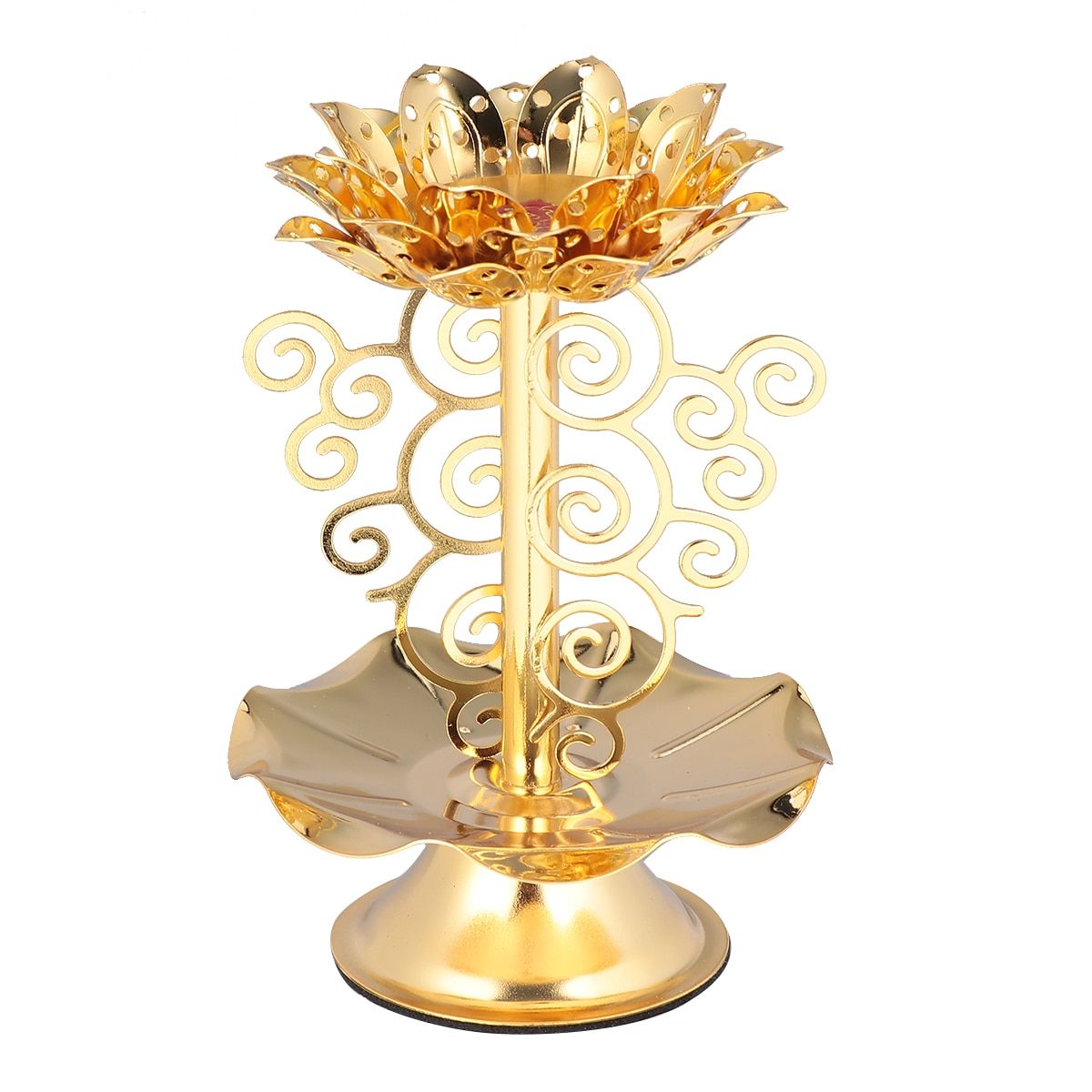 Holder Lotus Gold Diwali Diya Lamp Indian Stand BrLamps Oil