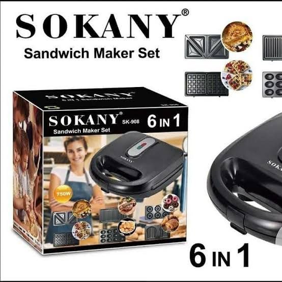 6-in-1 Waffle Maker, Grill, Toaster, Sandwich Maker