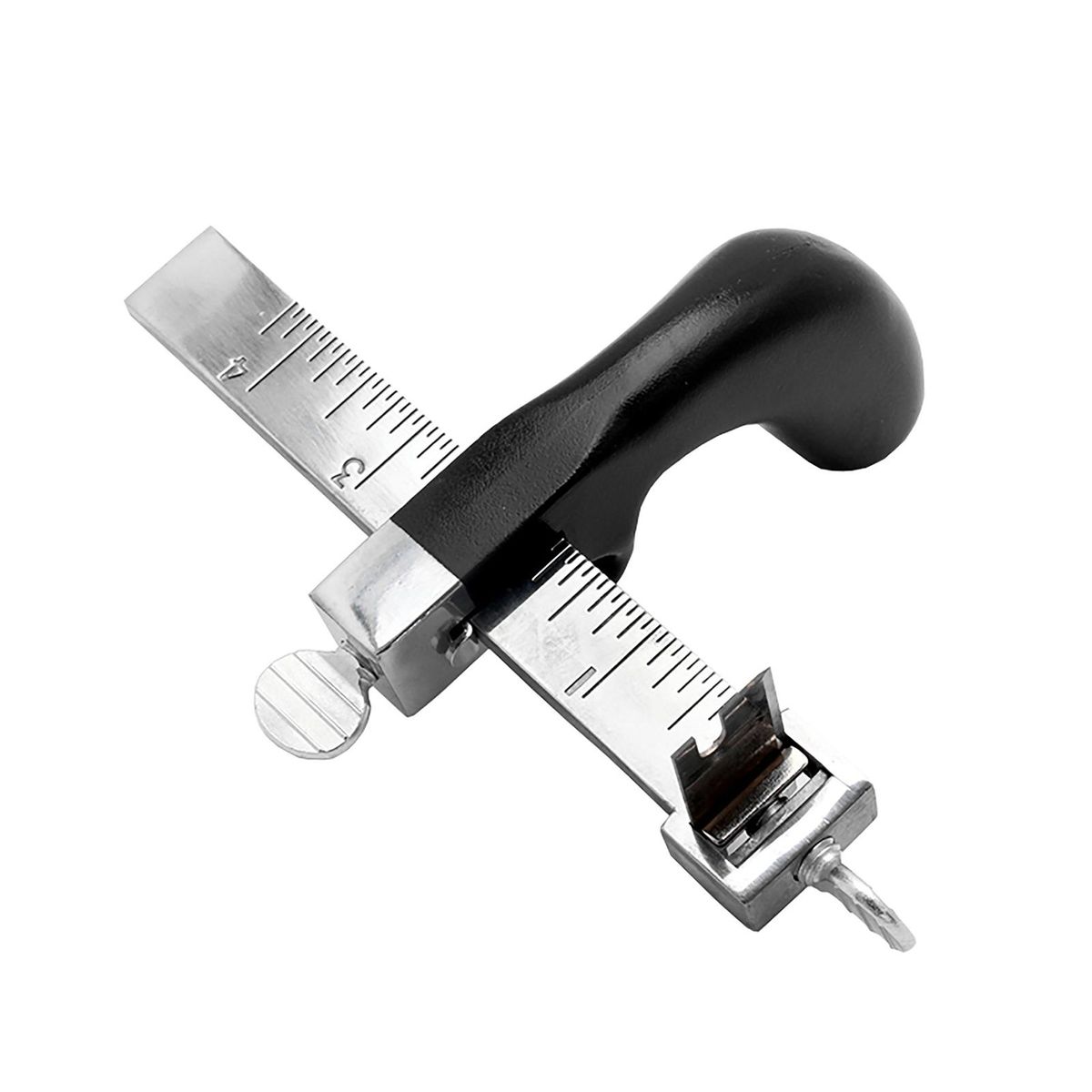 Leather Strap Cutter Hand Cutting Leather Tool Leather Strip Belt Cutter with Gauge Aluminium Handle for DIY Leathercraft