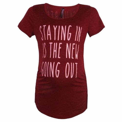 Ladies Club Bed Maternity Top - Burgundy