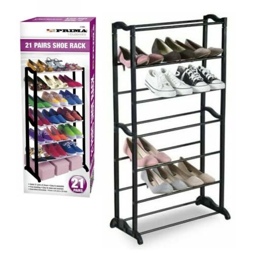 21 Pair Stackable Shoe Rack - Black