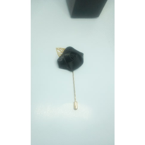 Black Lapel Brooch With Gold Leaf + Free Box