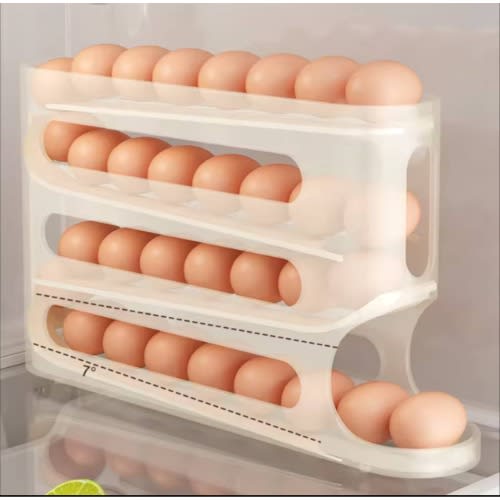 Automatic Rolling Holder Rack - Fridge Eggs Storage Box - 4 Layers
