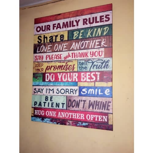 Family Rule Wall Canvas Frame