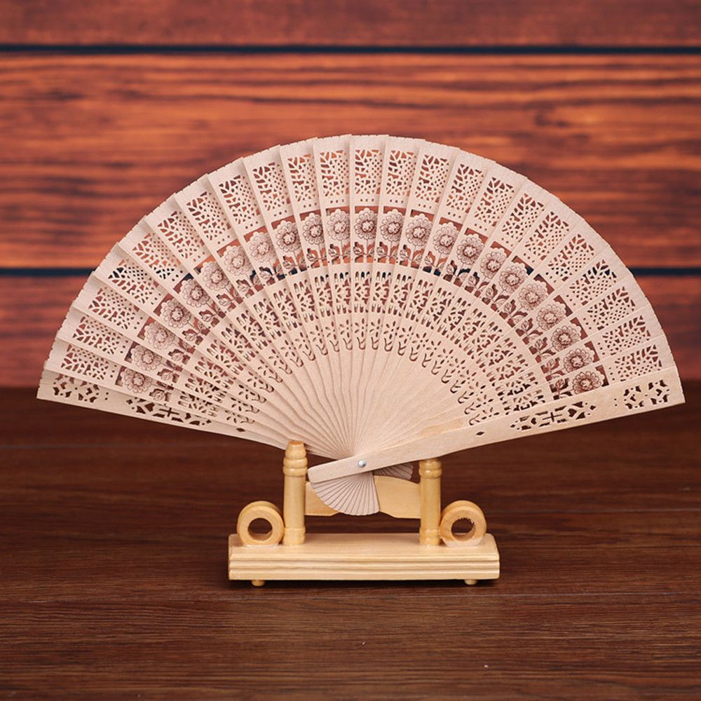 Party Fan New Hand For 2019 Outdoor Fans Wedding Carved Folding Wooden Bamboo Favor#zz0226
