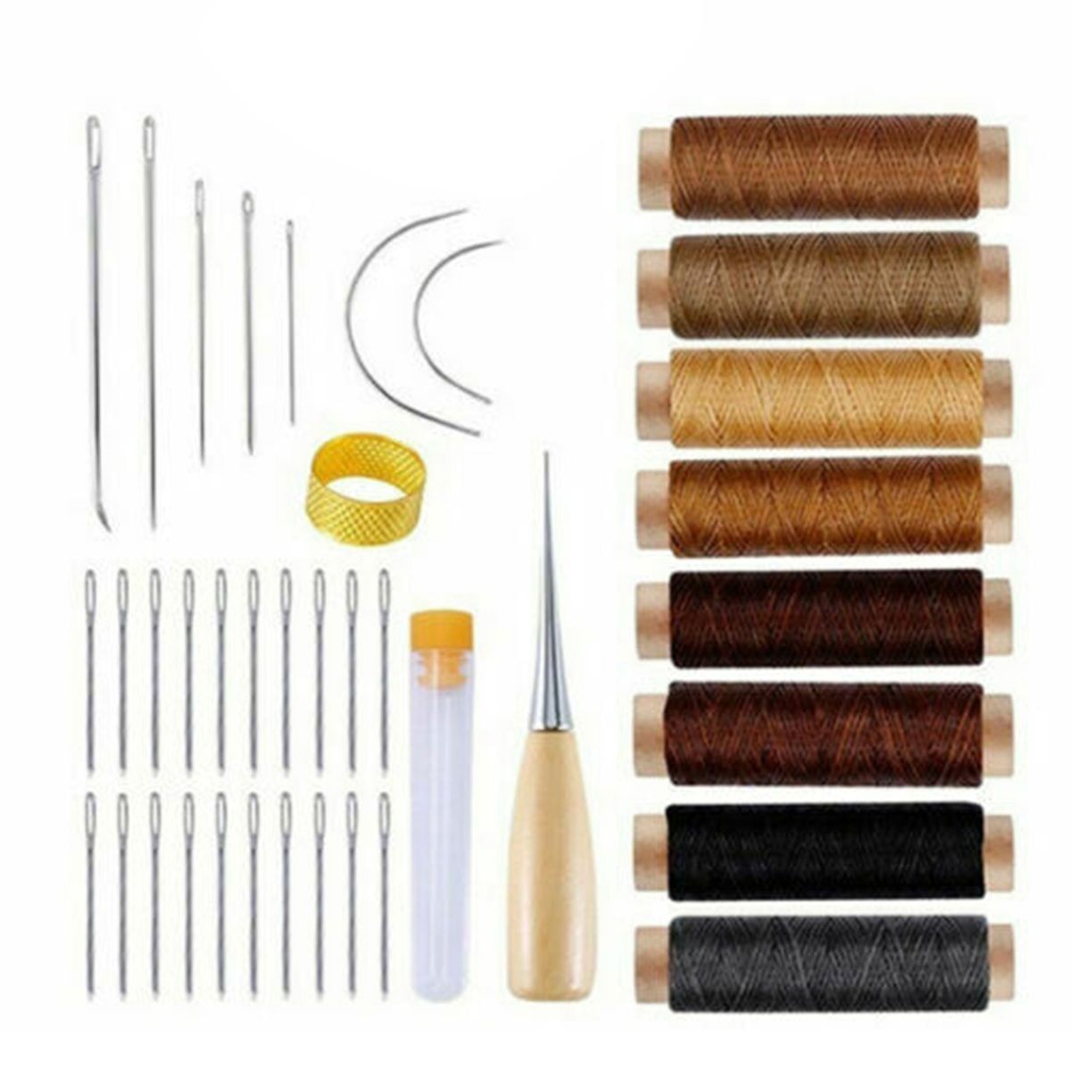 37Pcs Leather Sewing Tools Kit Waxed Thread Stitching