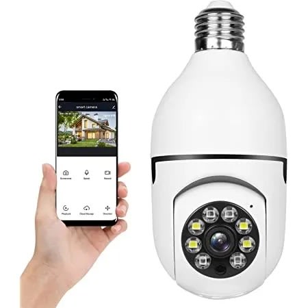 Ptz Bulb Ip Camera 1080 Cctv 360 Degree Wireless Lamp