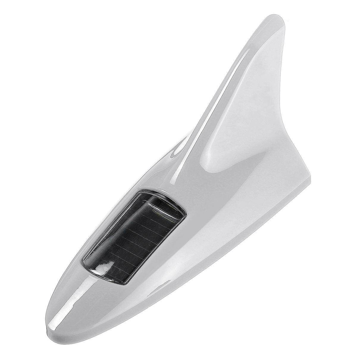 (WHITE-Solar Powered) 8led Wireless Automatical LED Car Shark Fin Roof Lamp Flashing Warning Strobe Light-11 Modes W/ Light Control & Micro-vibration Sensing System