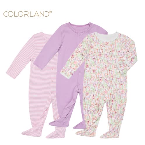 3pcs Baby Girl Cotton Sleepsuits Rompers