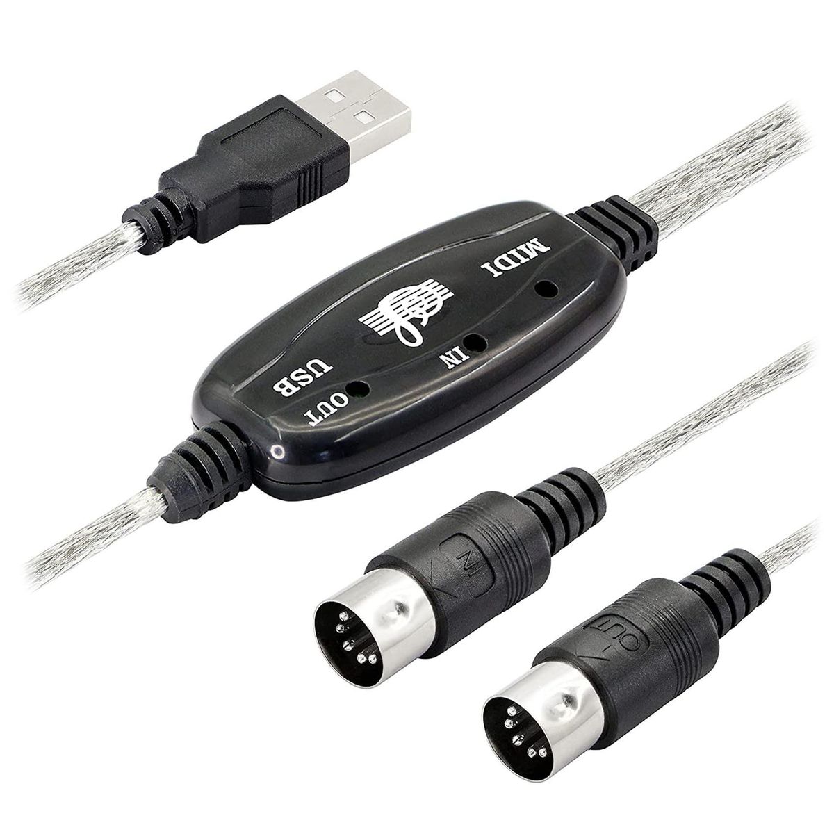 USB MIDI Cable Adapter, USB Type A Male to MIDI Din 5 Pin