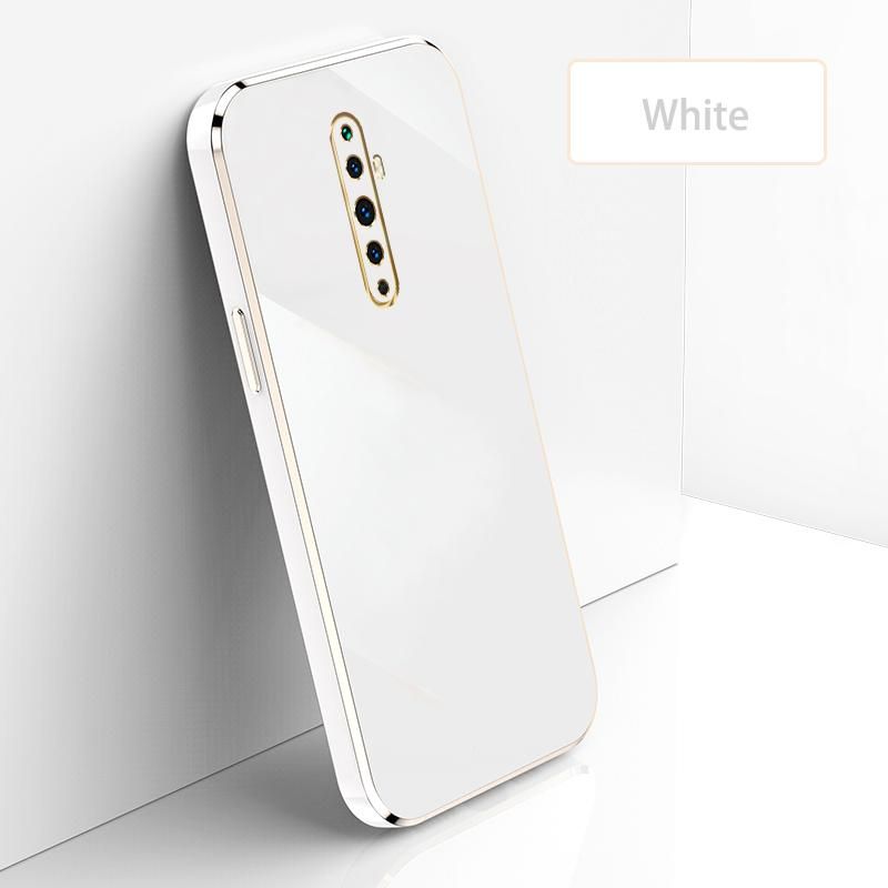 Ultra Thin Plating Phone Case for OPPO Reno2 F Reno 2Z Lens Protection soft Phone Back Cover-White