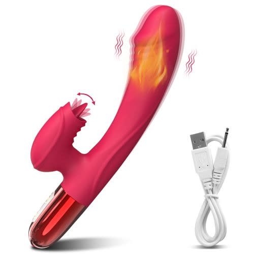 Vibrator Tongue Licking Heated Dildo Sex Toys