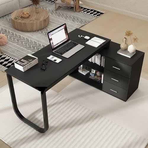 J Best Executive Desk With 3 Drawers For Home And Office - Black
