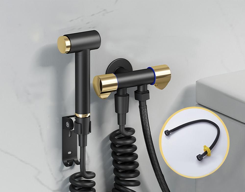 Bidet Sprayer Set Bidet Sprayer for Toilet   Bidet Sprayer Kit Stainless Steel Bidet Attachment for Toilet and Wall Mounting Options, Multifunctional   Bidet for Personal Washing, Cleaning Things.(Black/Gold-B)