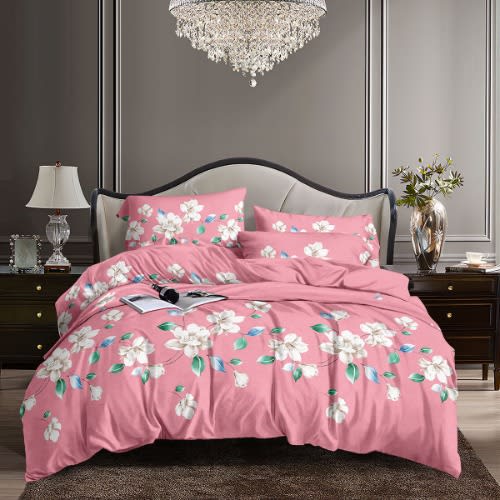 Bedsheet Duvet And Four Pillowcases - PINK FLORAL