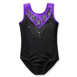 Girls Tank Gymnastics Leotards Shiny Diamond Sleeveless