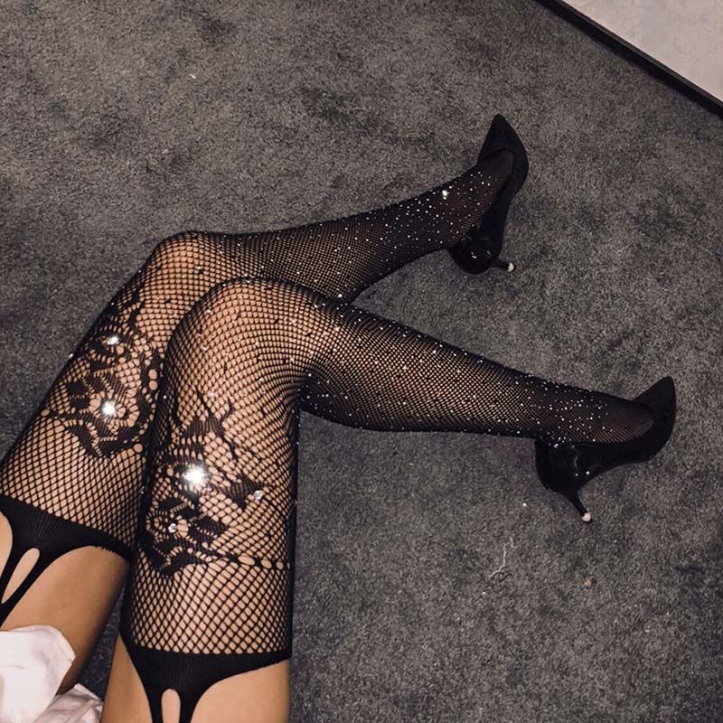 Ladies Hollow Tight Lace Sexy Stockings Thigh Embroidery Transparent Pantyhose