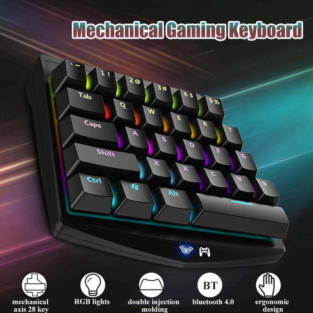 28 Keys One Handed Mechanical Wireless Gaming Keyboard RGB Backlit Gaming Keypad