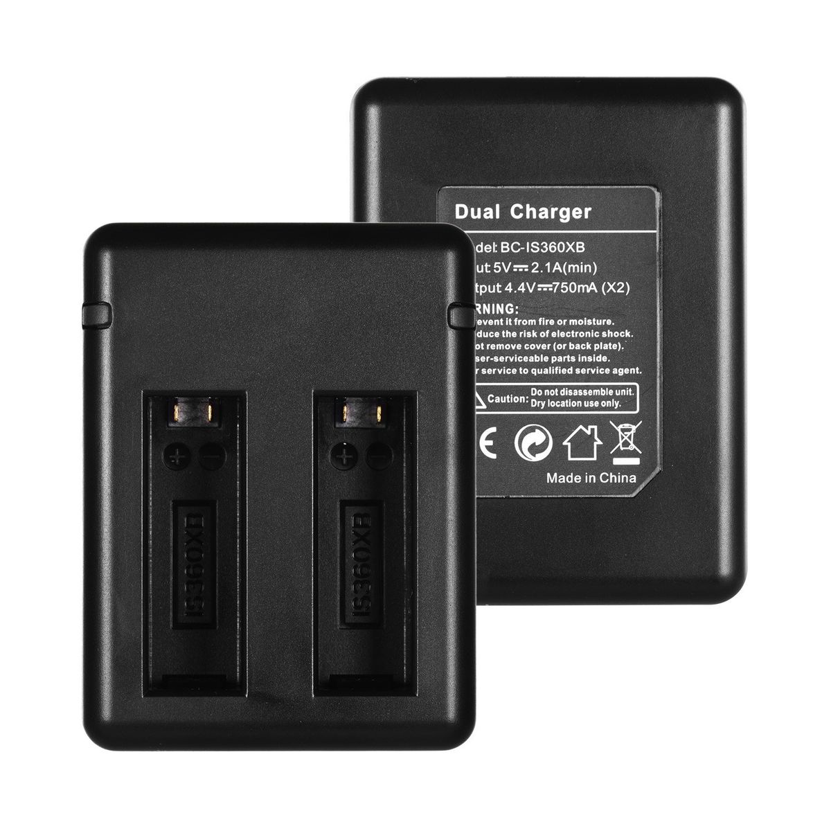 Portable Dual-slot Camera Battery Charger With USB Cable
