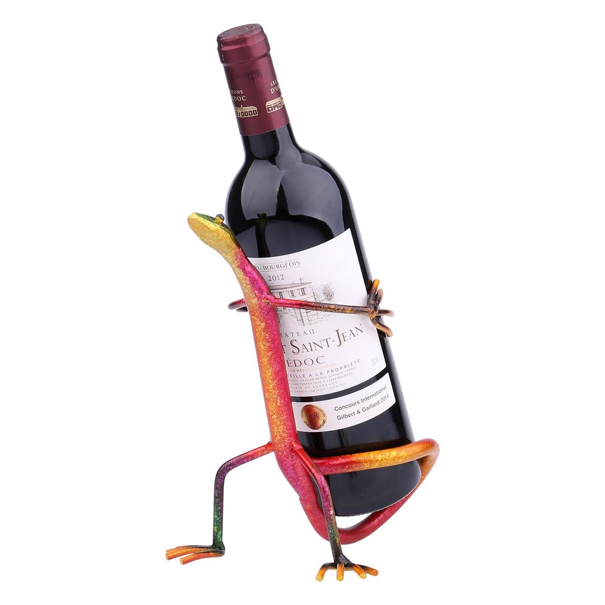 TOOARTS Gecko wine rack Wine shelf Metal sculpture Practical sculpture Home decoration Interior decoration Crafts