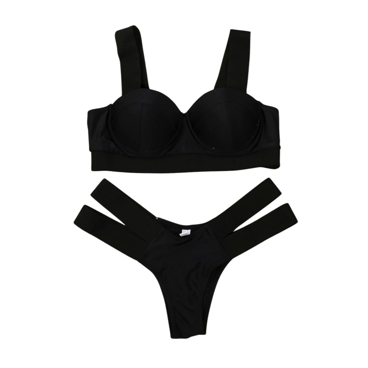 Sexy Patchwork Two Piece Swimwear Womens V-neck Crop Tank Tops With Hollowed Side High Waist Triangle Bottoms Bathing Suit B