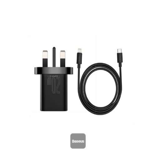 Super Si Quick Charger 1c 20w Uk Sets Black Date Cable Type-c To Ip 1m