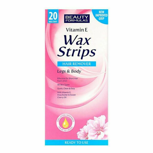 Wax Strips Legs & Body Hair Removal Vitamin E - 20 STRIPS