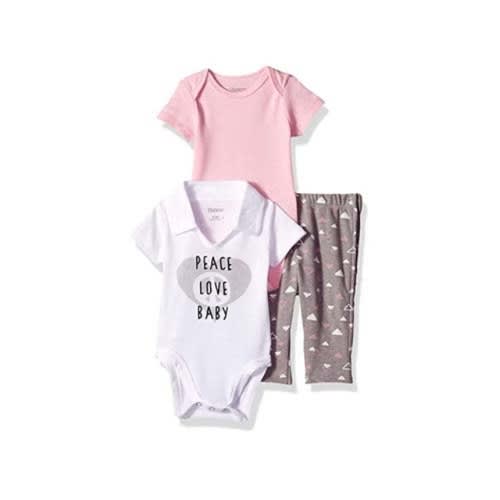 3 Pieces Baby Girl Polo Bodysuit Set