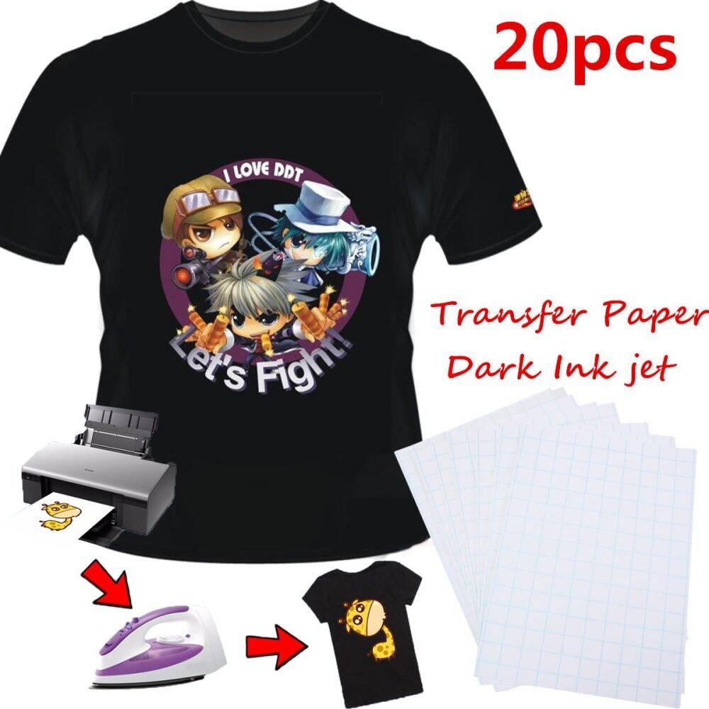 20 Sheets A4 Iron On Inkjet Print Heat Transfer Paper For Dark Fabric T-Shir
